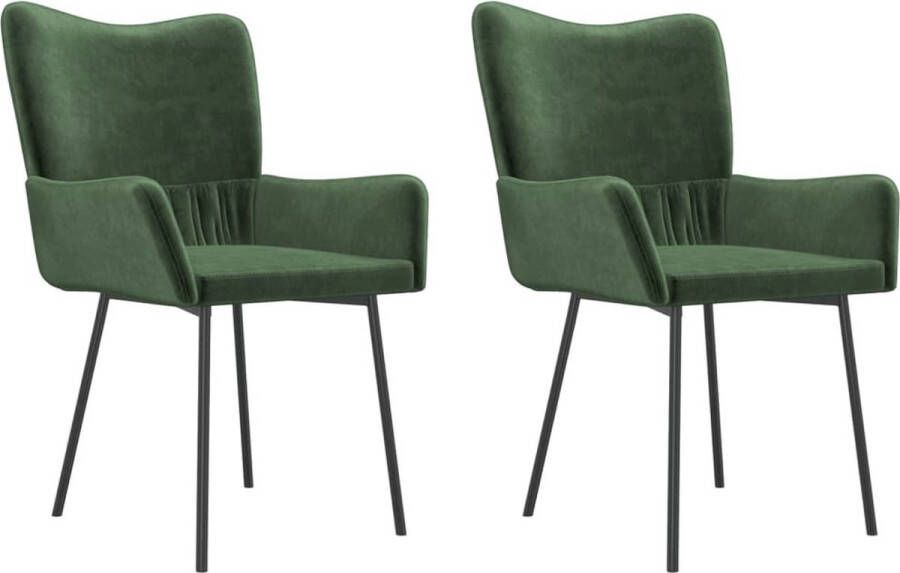 VidaXL -Eetkamerstoelen-2-st-fluweel-donkergroen - Foto 2