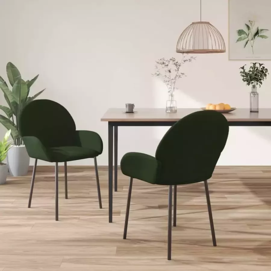 VidaXL -Eetkamerstoelen-2-st-fluweel-donkergroen