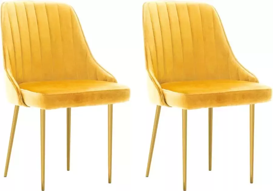 VidaXL Eetkamerstoelen 2 st fluweel geel - Foto 2