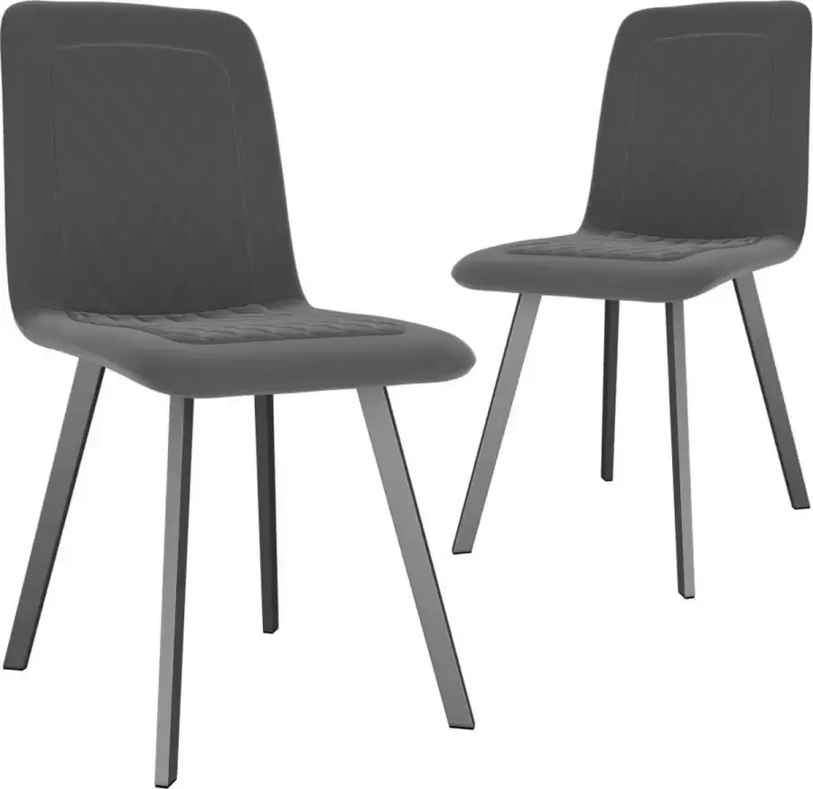 VidaXL -Eetkamerstoelen-2-st-fluweel-grijs