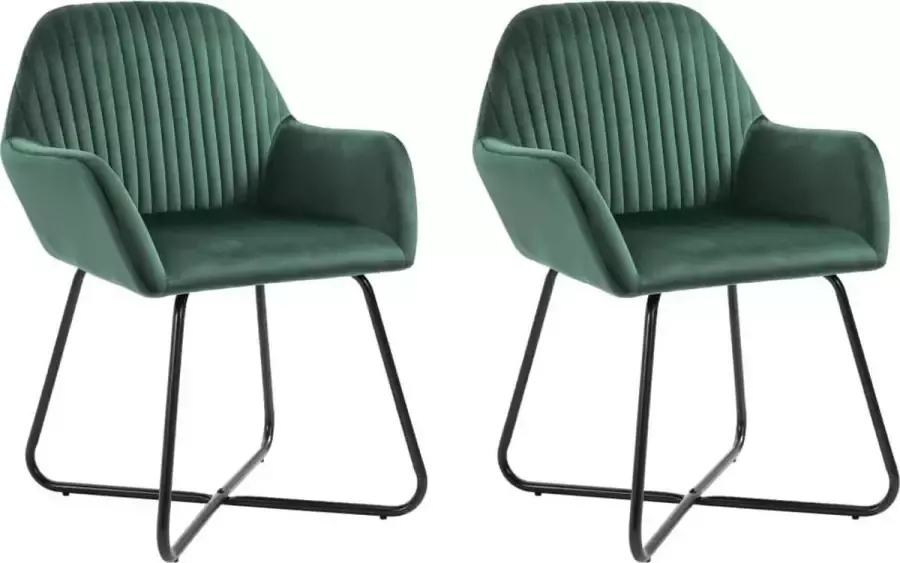 VidaXL -Eetkamerstoelen-2-st-fluweel-groen