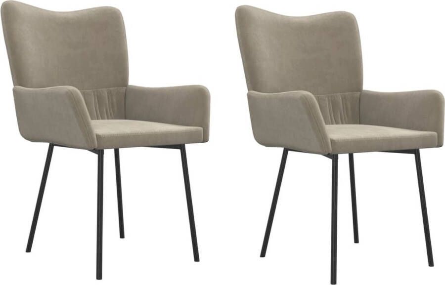 VidaXL -Eetkamerstoelen-2-st-fluweel-lichtgrijs - Foto 4