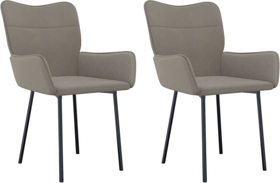 VidaXL Eetkamerstoelen Fluweel Lichtgrijs 2 stuks Eetkamerstoelen Stoelen Velvet Meubilair Luxe Stoelen Grijze Stoelen Moderne Stoelen Dining Chairs
