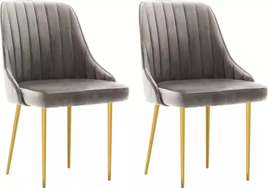 VidaXL Eetkamerstoelen 2 st fluweel lichtgrijs