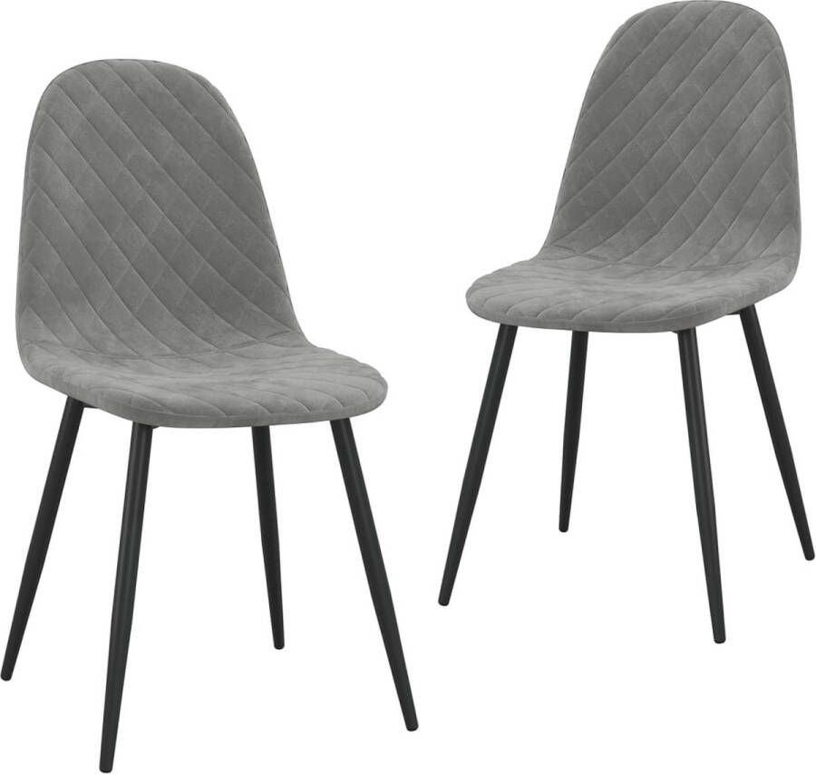 VidaXL Eetkamerstoelen Fluweel Lichtgrijs 2 stuks Minimalistische Eetkamerstoel Elegante Eetkamerstoel Velvet Eetkamerstoel Grijze Eetkamerstoel Comfort Eetkamerstoel