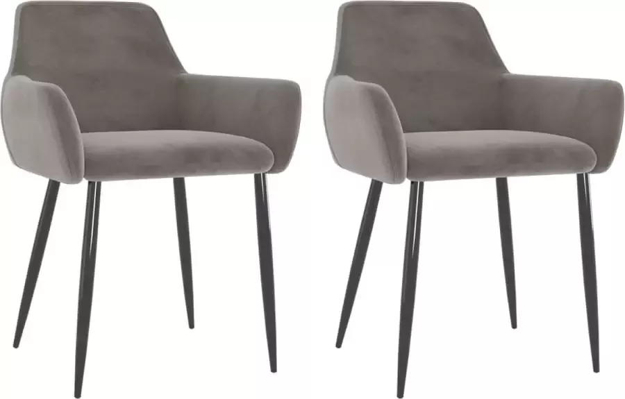 VidaXL Eetkamerstoelen 2 st fluweel lichtgrijs - Foto 1