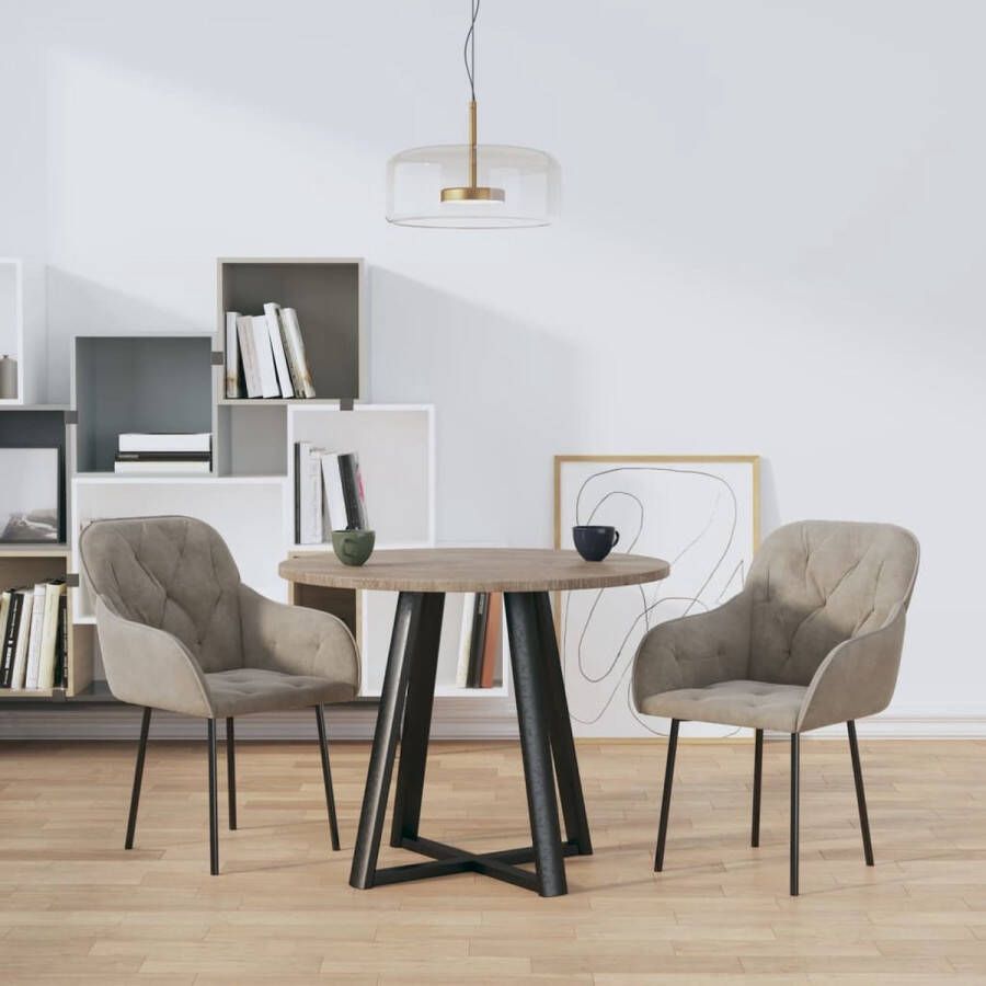 VidaXL -Eetkamerstoelen-2-st-fluweel-lichtgrijs - Foto 1