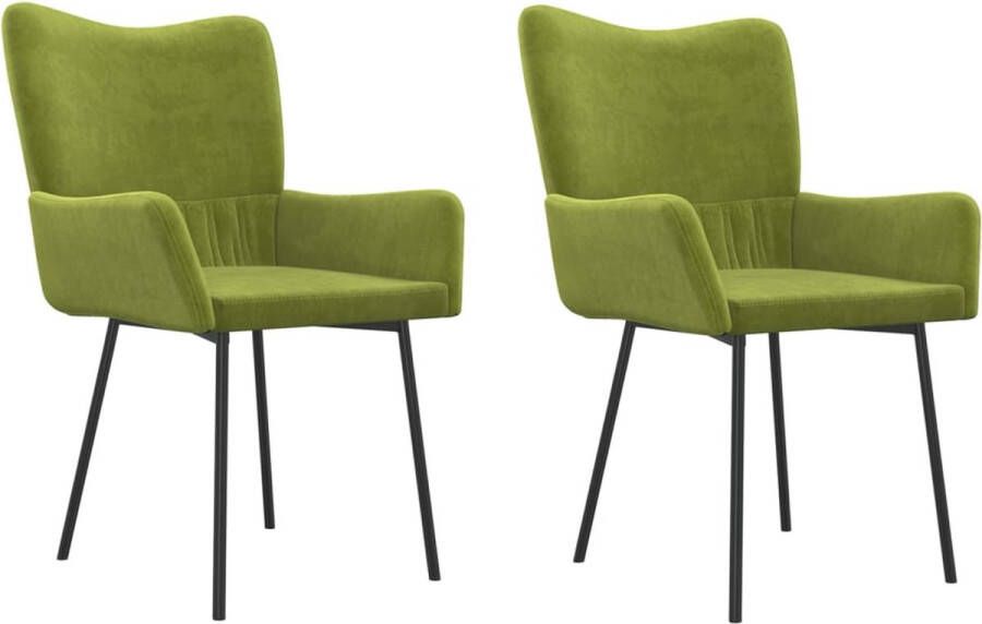 VidaXL -Eetkamerstoelen-2-st-fluweel-lichtgroen - Foto 2
