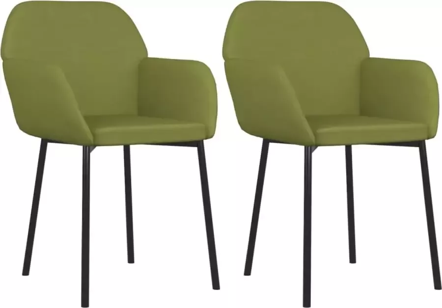VidaXL -Eetkamerstoelen-2-st-fluweel-lichtgroen - Foto 2