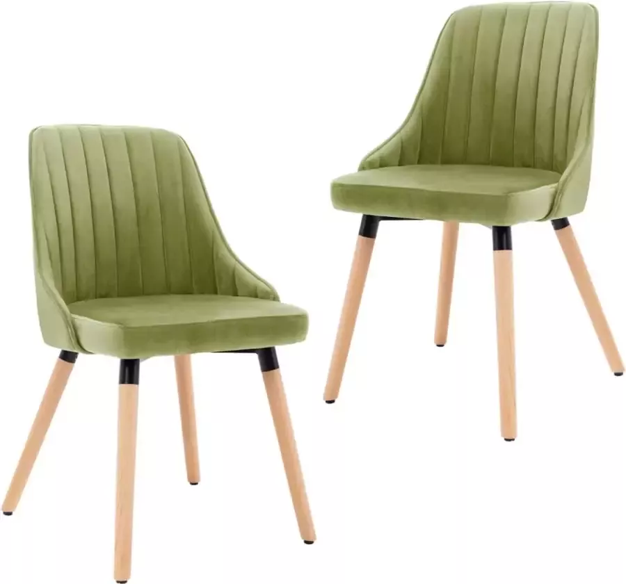 VIDAXL Eetkamerstoelen 2 st fluweel lichtgroen - Foto 2