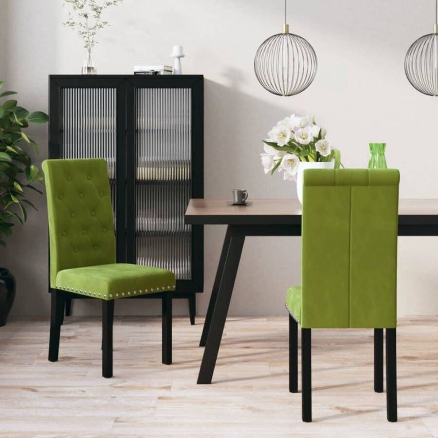 VIDAXL Eetkamerstoelen 2 st fluweel lichtgroen - Foto 2