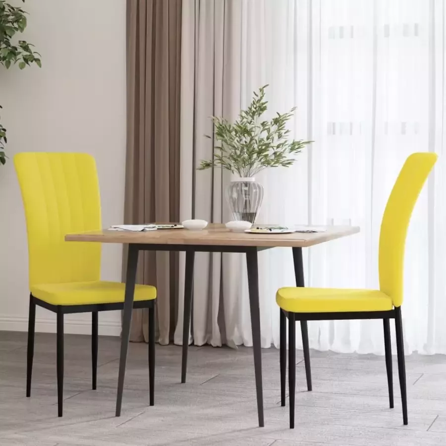 VidaXL -Eetkamerstoelen-2-st-fluweel-mosterdgeel - Foto 3
