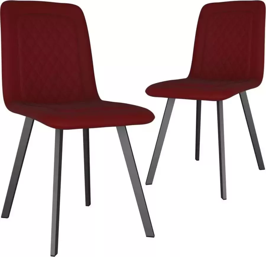 VidaXL -Eetkamerstoelen-2-st-fluweel-rood