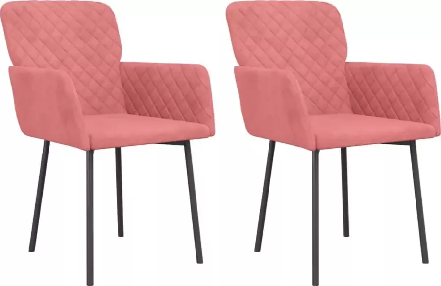 VidaXL -Eetkamerstoelen-2-st-fluweel-roze - Foto 4