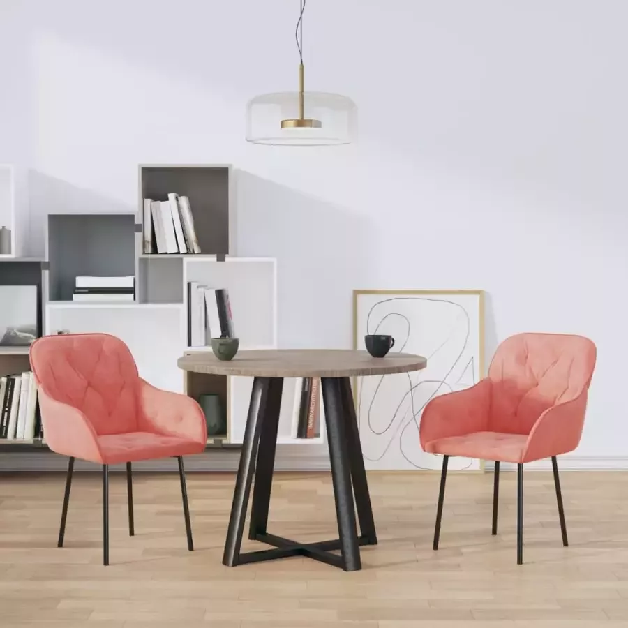VidaXL -Eetkamerstoelen-2-st-fluweel-roze - Foto 3