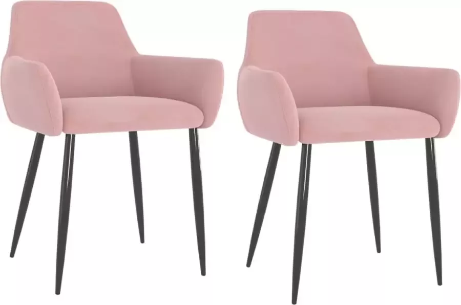 VidaXL Eetkamerstoelen 2 st fluweel roze - Foto 1