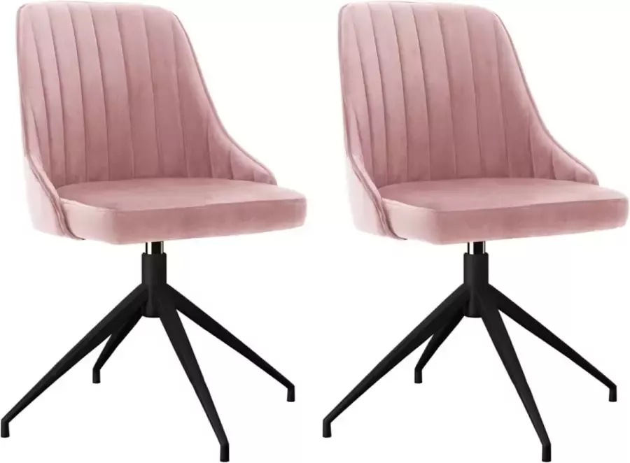 VidaXL Eetkamerstoelen 2 St Fluweel Roze - Foto 1