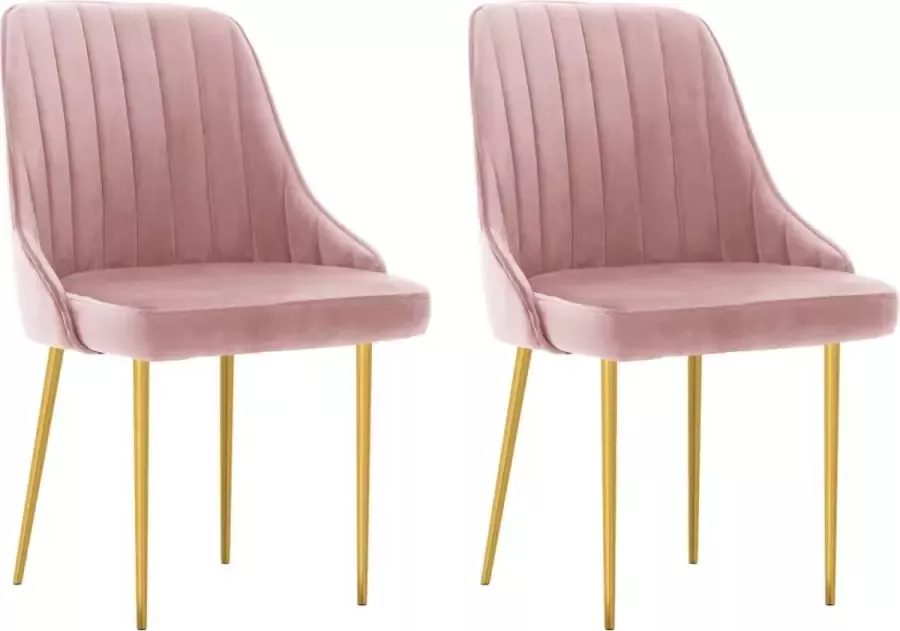 VidaXL Eetkamerstoelen 2 st fluweel roze