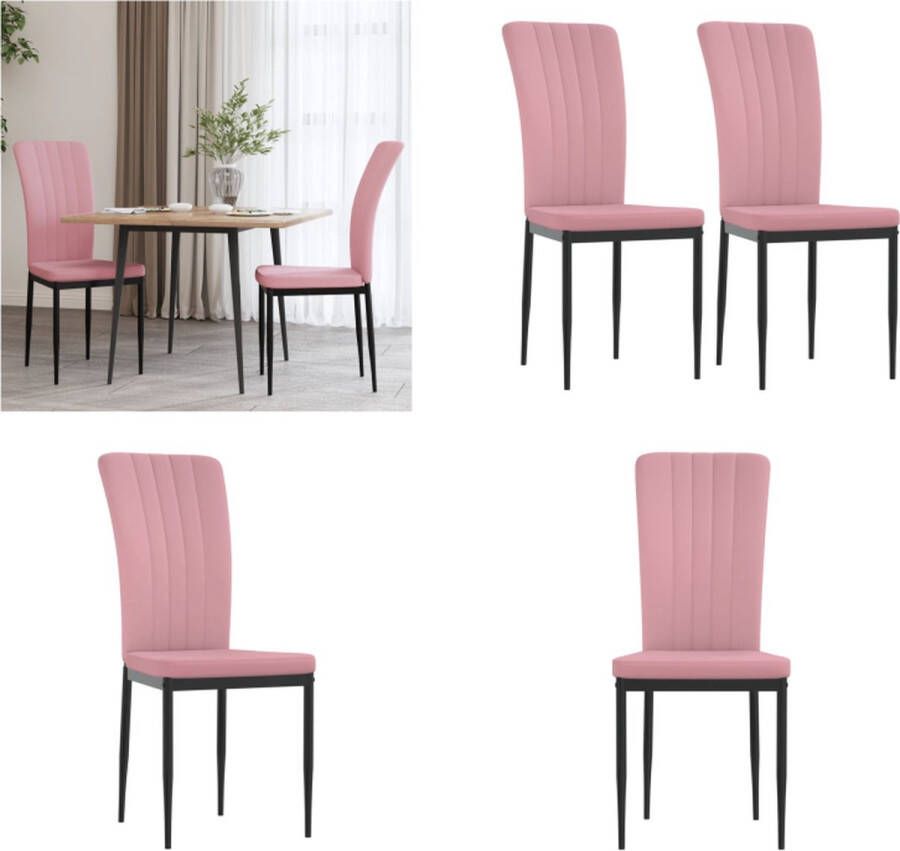 vidaXL Eetkamerstoelen 2 st fluweel roze Eetkamerstoel Eetkamerstoelen Eetstoel Stoel