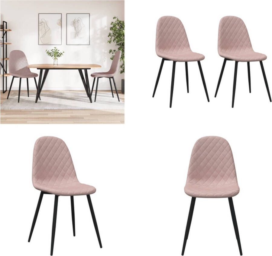 VidaXL -Eetkamerstoelen-2-st-fluweel-roze - Foto 3
