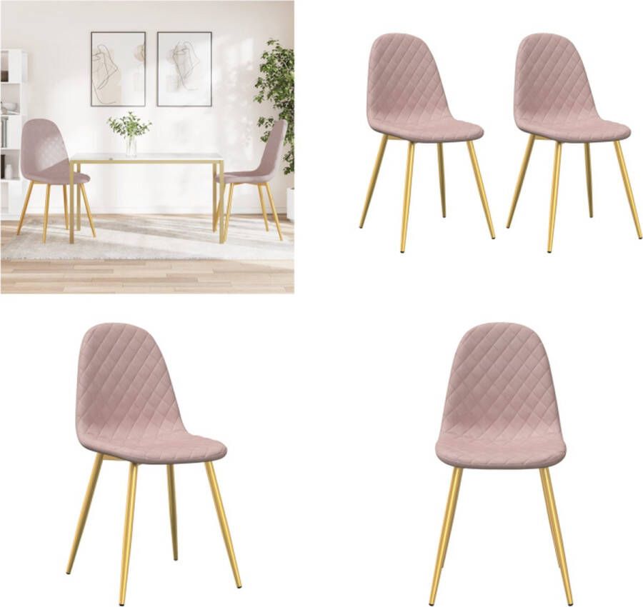 vidaXL Eetkamerstoelen 2 st fluweel roze Eetkamerstoel Eetkamerstoelen Stoel Stoelen