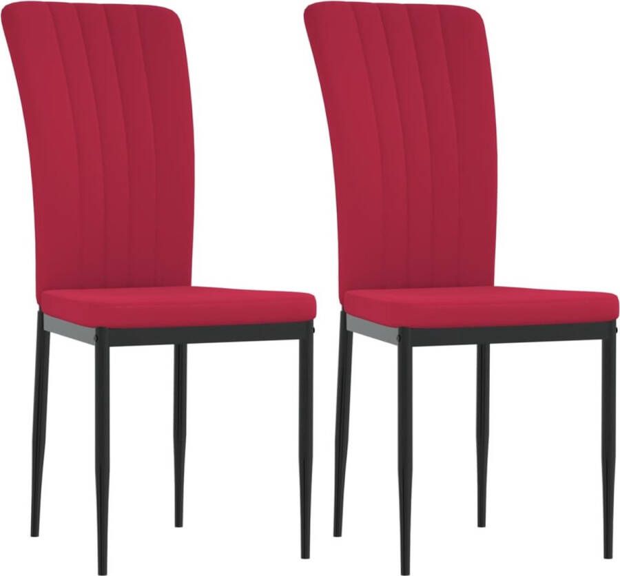 VidaXL -Eetkamerstoelen-2-st-fluweel-wijnrood - Foto 2