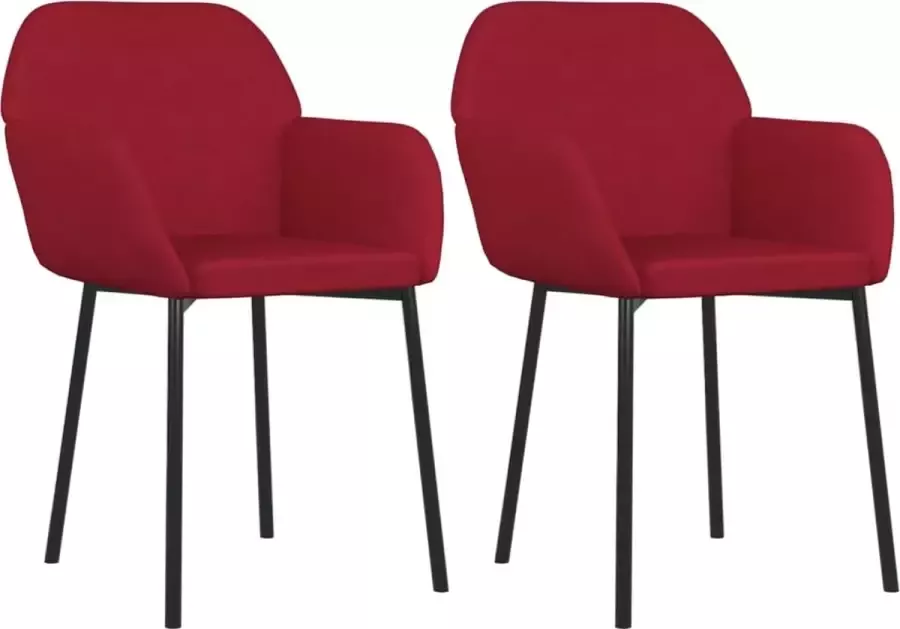 VidaXL -Eetkamerstoelen-2-st-fluweel-wijnrood - Foto 3