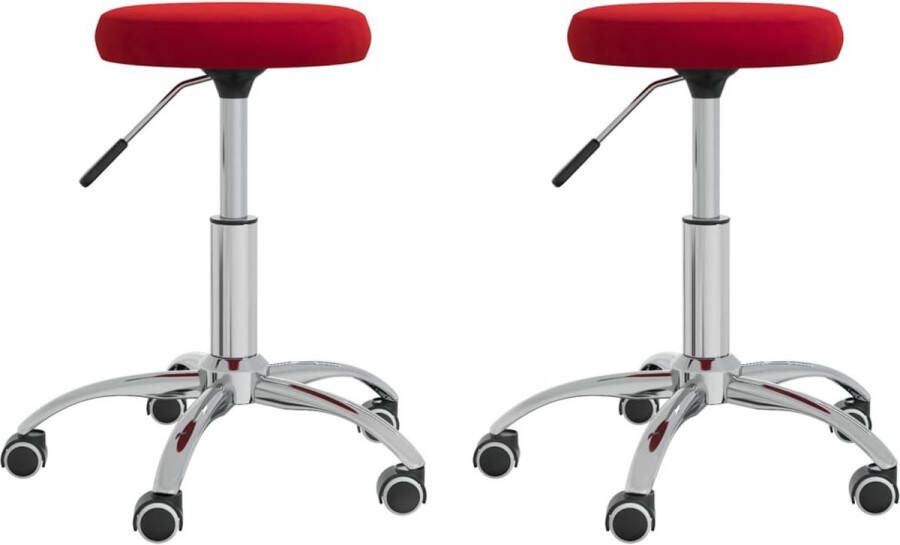 VidaXL -Eetkamerstoelen-2-st-fluweel-wijnrood - Foto 7