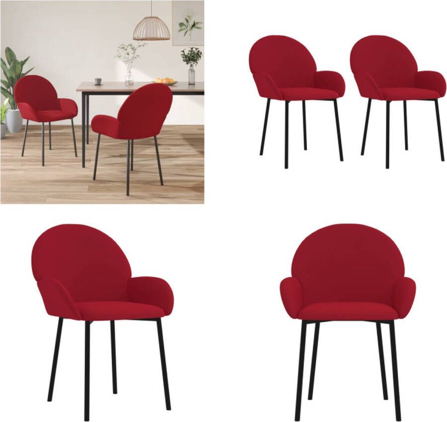 VidaXL -Eetkamerstoelen-2-st-fluweel-wijnrood - Foto 2