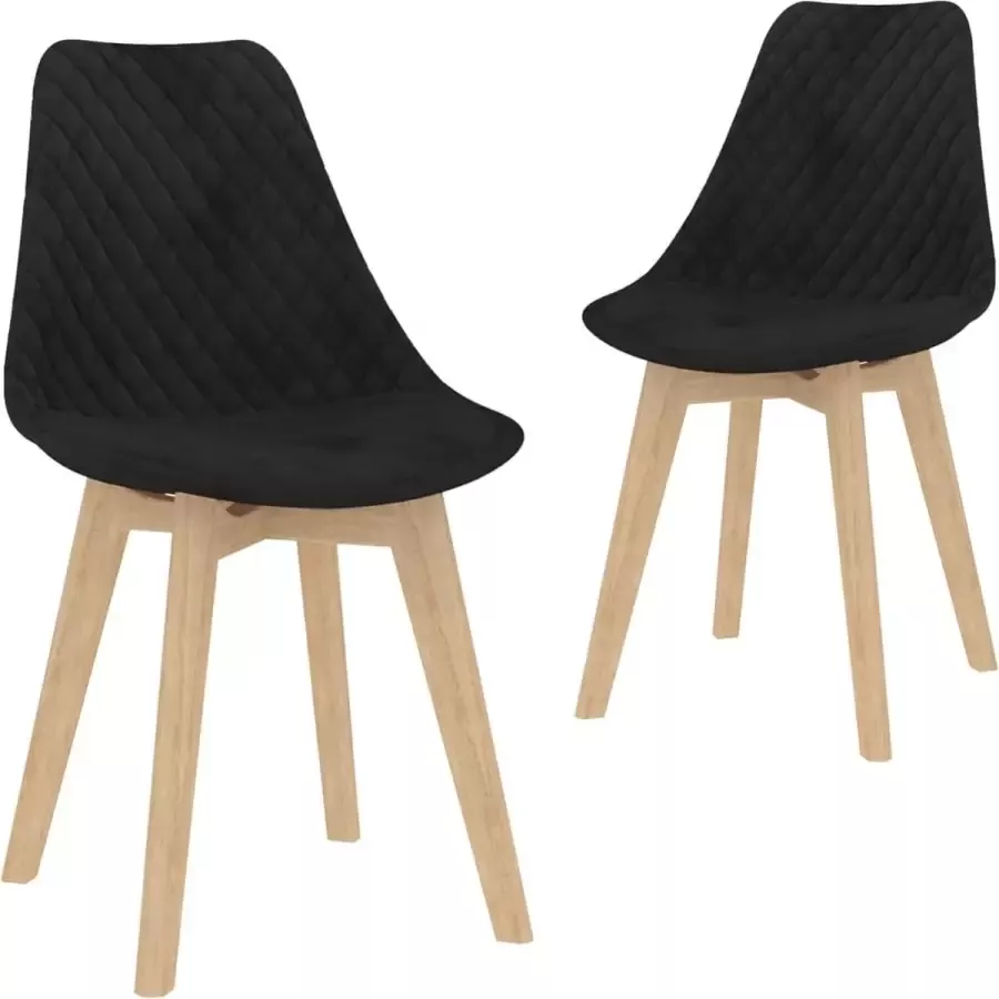 VidaXL -Eetkamerstoelen-2-st-fluweel-zwart