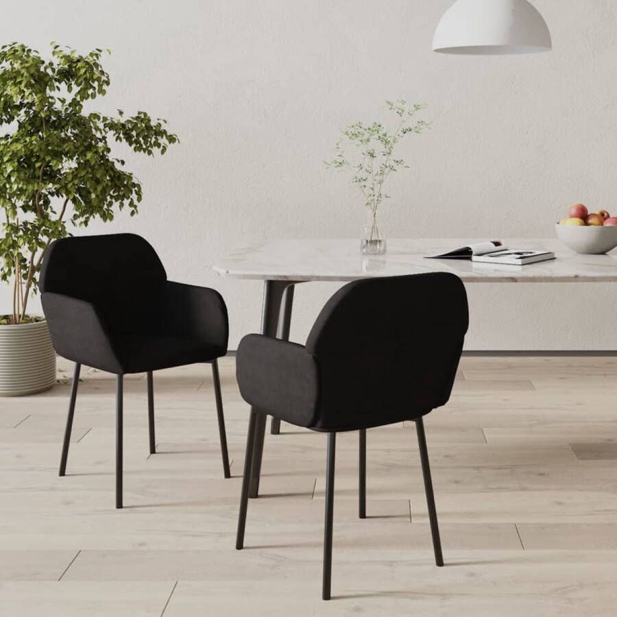 VidaXL -Eetkamerstoelen-2-st-fluweel-zwart