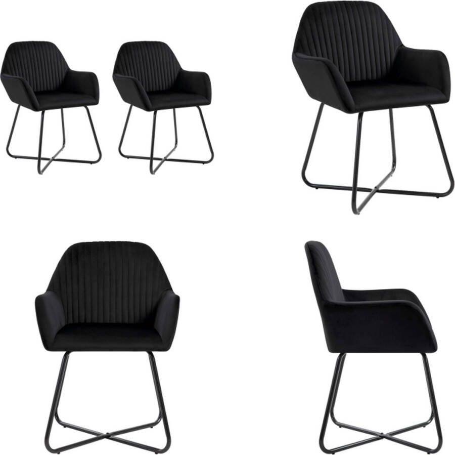 VidaXL -Eetkamerstoelen-2-st-fluweel-zwart