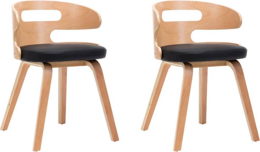 VidaXL Eetkamerstoelen 2 st gebogen hout en kunstleer zwart - Foto 2