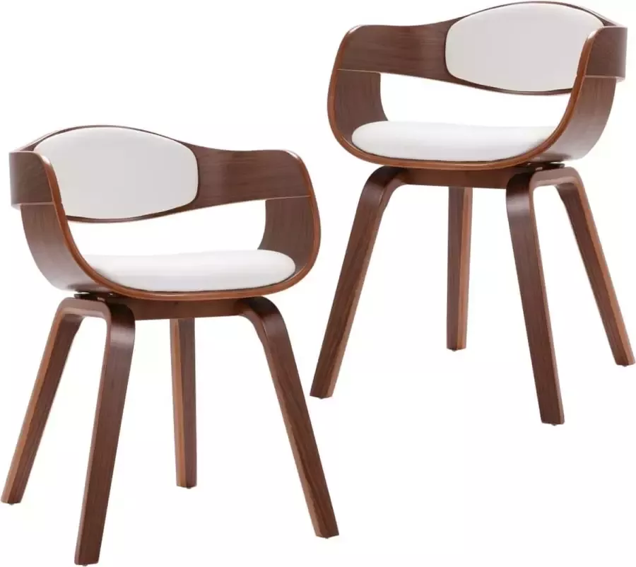 VidaXL Eetkamerstoelen Set van 2 Kunstleer Wit Eetkamerstoel Kunstleder Meubels Witte Meubels Moderne Eetkamerstoel Scandinavische Eetkamerstoel Comfortabele Eetkamerstoel