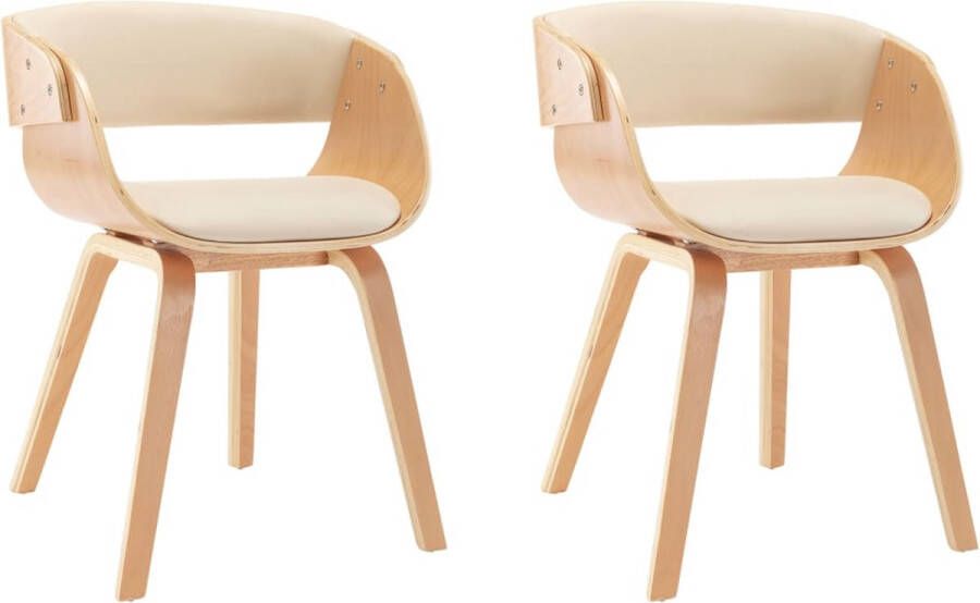 Vida XL vidaXL Eetkamerstoelen 2 st gebogen hout en kunstleer crÃ¨mekleurig-VXL-283102 - Foto 3