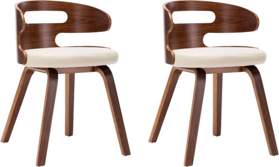 VidaXL Eetkamerstoelen Kunstleer Crème Donkerbruin Eetkamerstoel Krukken Salontafel Interieurdecoratie Meubels