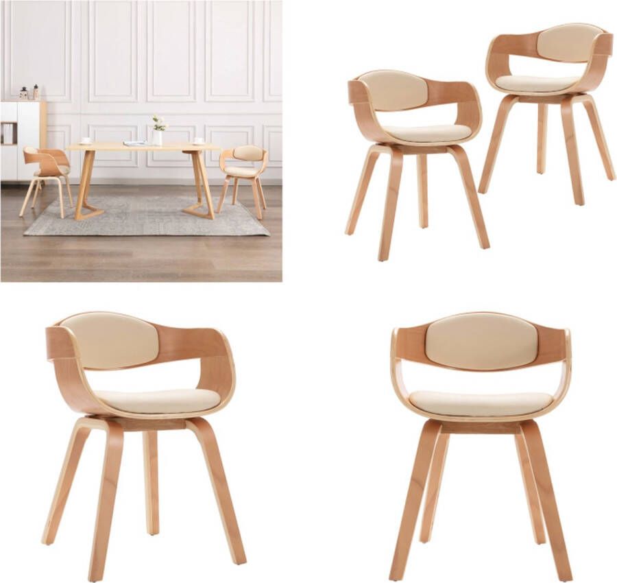 VidaXL -Eetkamerstoelen-2-st-gebogen-hout-en-kunstleer - Foto 3