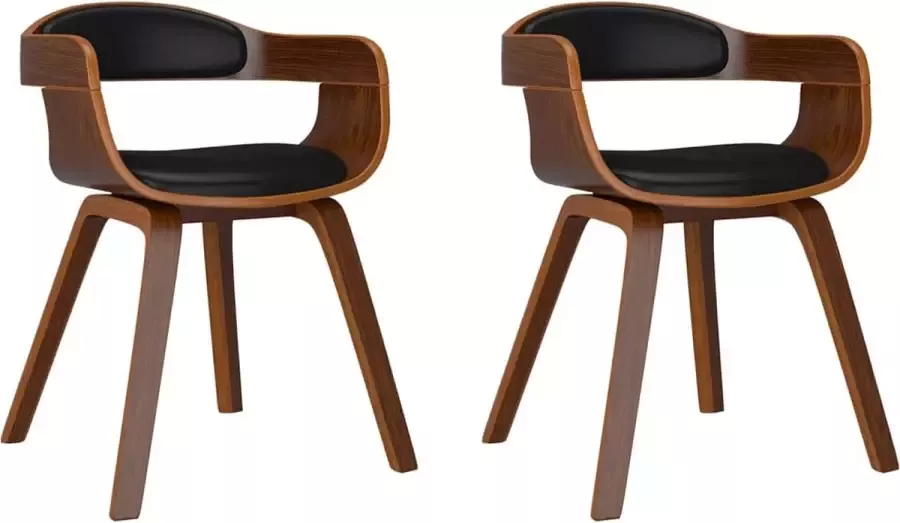 VidaXL -Eetkamerstoelen-2-st-gebogen-hout-en-kunstleer-zwart - Foto 4