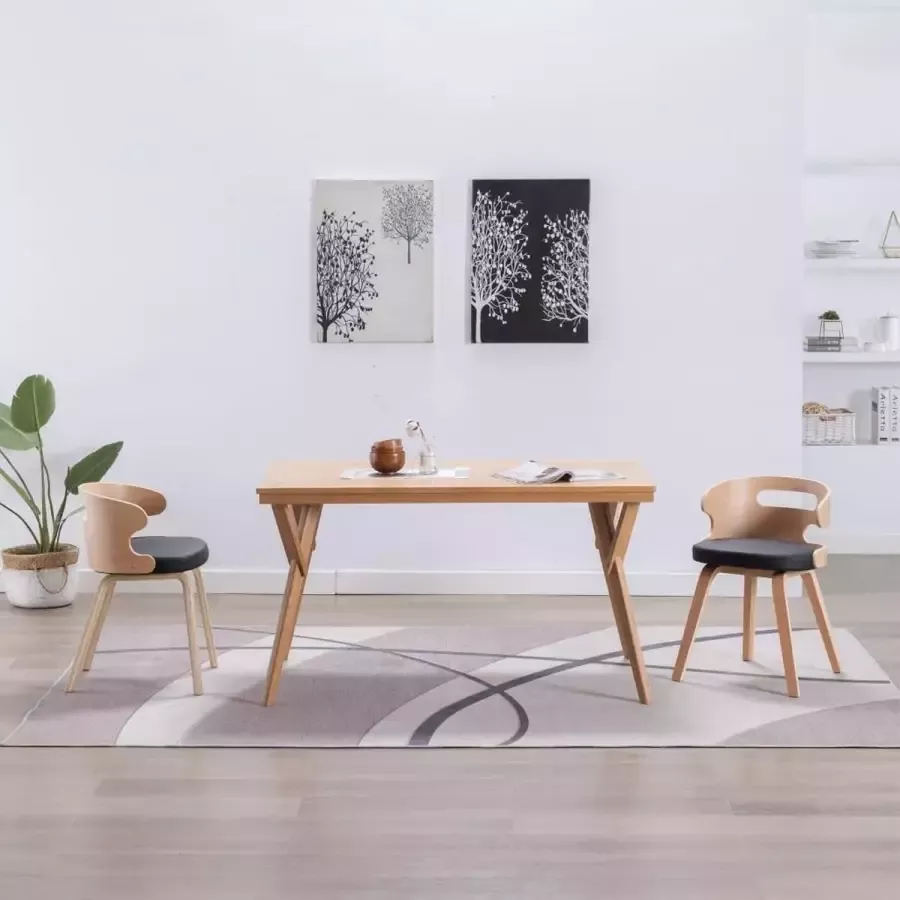 VidaXL Eetkamerstoelen 2 st gebogen hout en kunstleer zwart - Foto 3