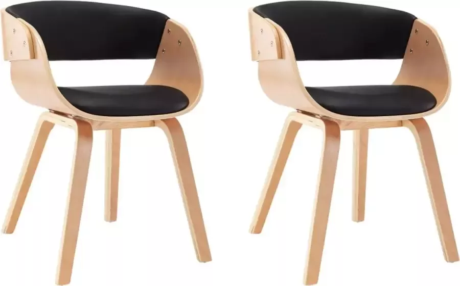 VidaXL Eetkamerstoelen 2 st gebogen hout en kunstleer zwart - Foto 2