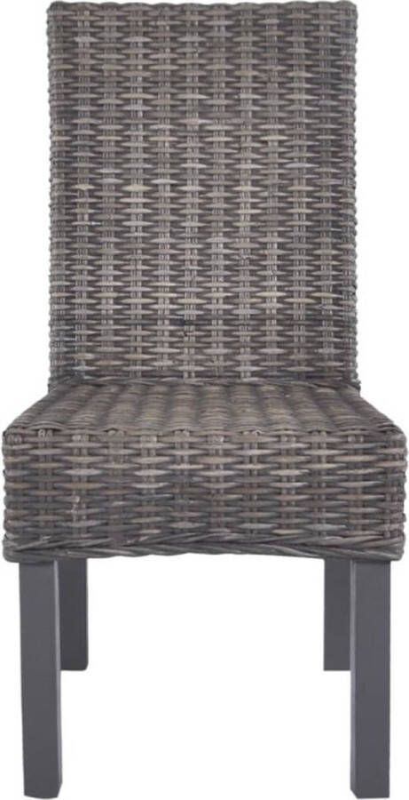 VidaXL -Eetkamerstoelen-2-st-kubu-rattan-en-mangohout-bruin - Foto 2