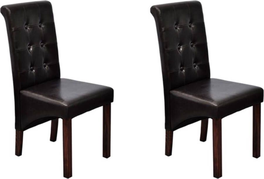 VidaXL -Eetkamerstoelen-2-st-kunstleer-bruin - Foto 5