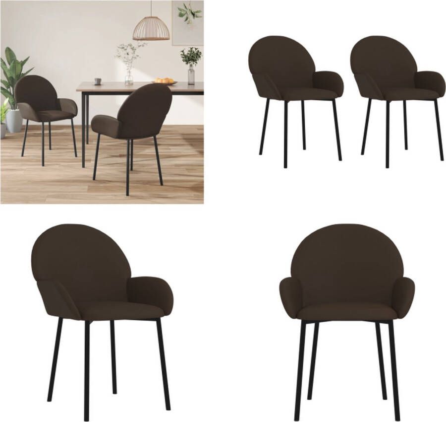 VidaXL Eetkamerstoelen 2 st kunstleer bruin Eetkamerstoel Eetkamerstoelen Dinerstoel Keukenstoel