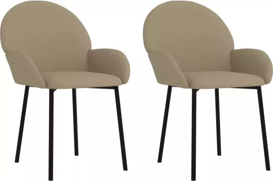 VidaXL -Eetkamerstoelen-2-st-kunstleer-cappuccinokleurig - Foto 3