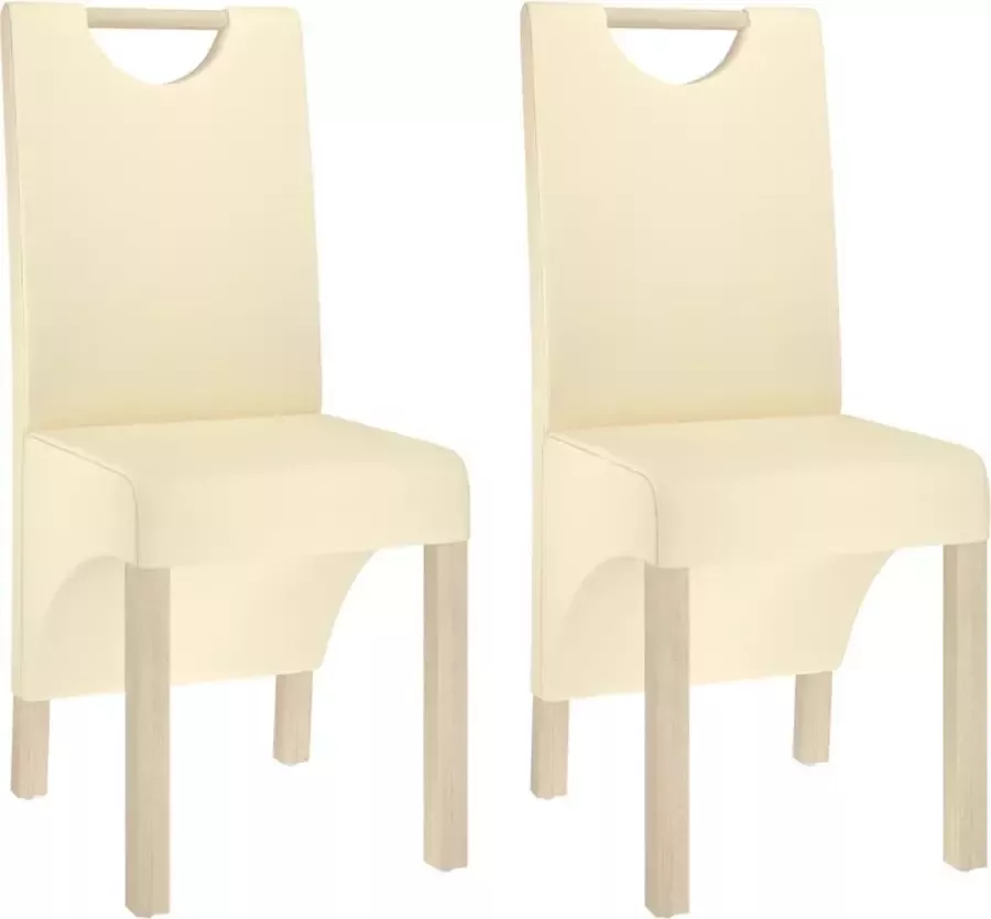 VidaXL Eetkamerstoelen 2 st kunstleer crèmekleurig