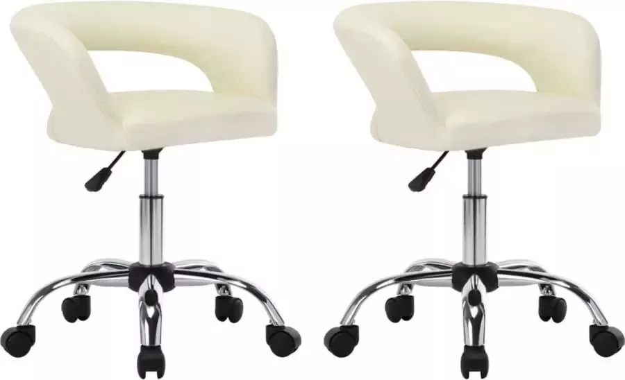 VidaXL Eetkamerstoelen 2 st kunstleer crèmekleurig