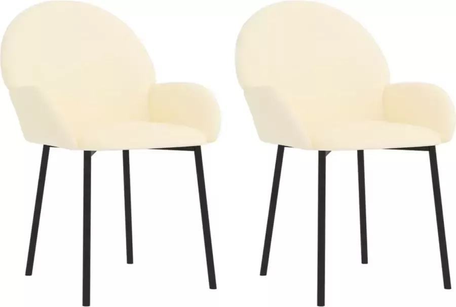 VidaXL Eetkamerstoelen 2 st kunstleer crÃ¨mekleurig - Foto 4