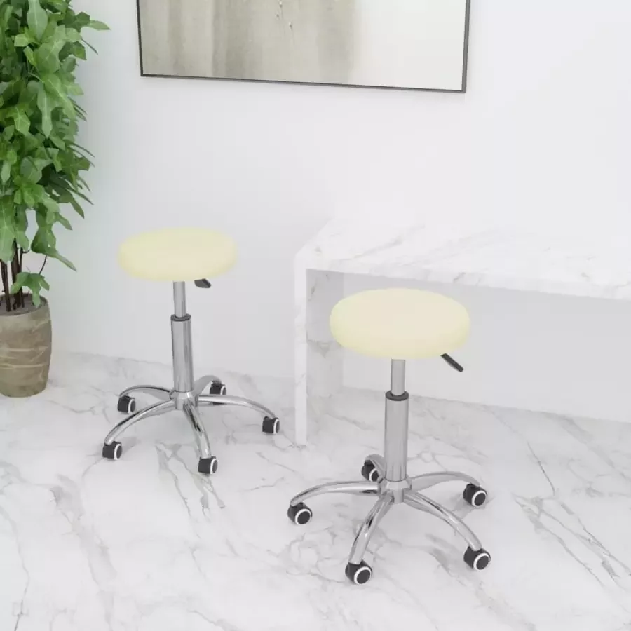 VidaXL Eetkamerstoelen 2 st kunstleer crèmekleurig