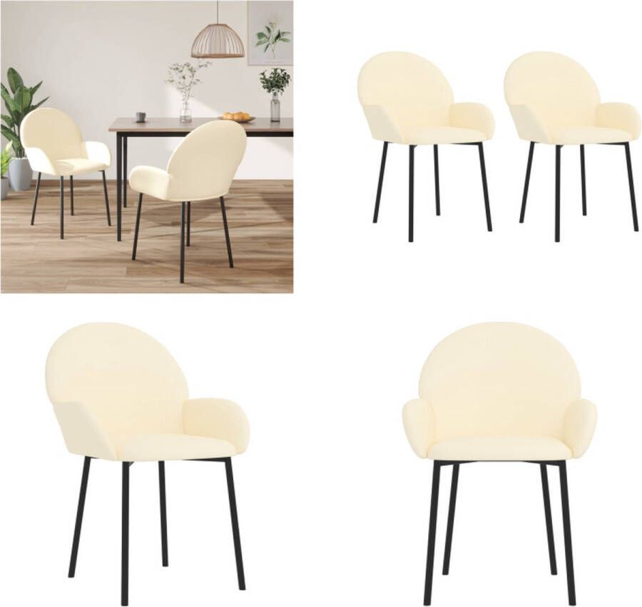 VidaXL Eetkamerstoelen 2 st kunstleer crèmekleurig Eetkamerstoel Eetkamerstoelen Dinerstoel Keukenstoel