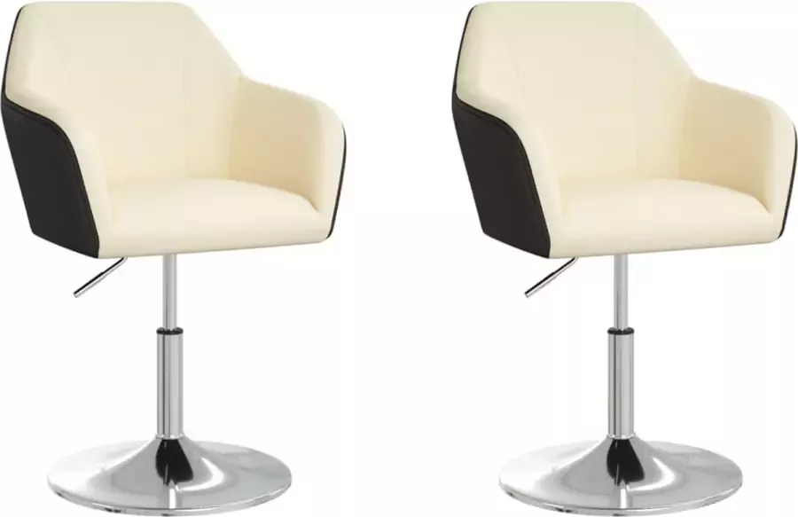 VidaXL Eetkamerstoelen 2 st kunstleer crèmekleurig en zwart - Foto 2